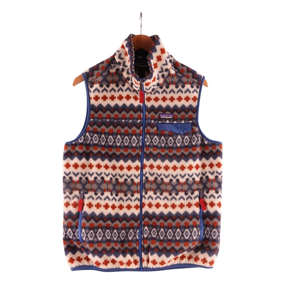 Patagonia Mens Medium Synchilla Fleece Vest Multi Color Fair Isle Geometric Zip